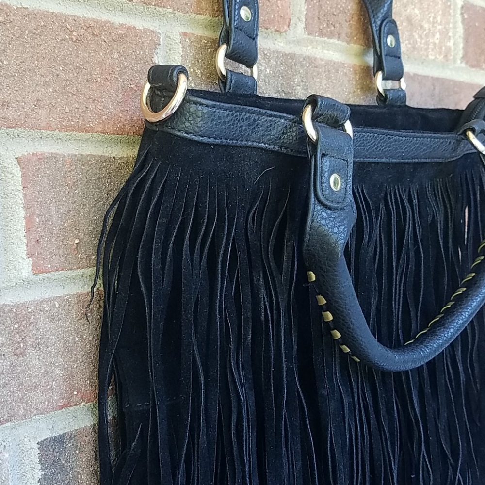 Black Suede fringe purse